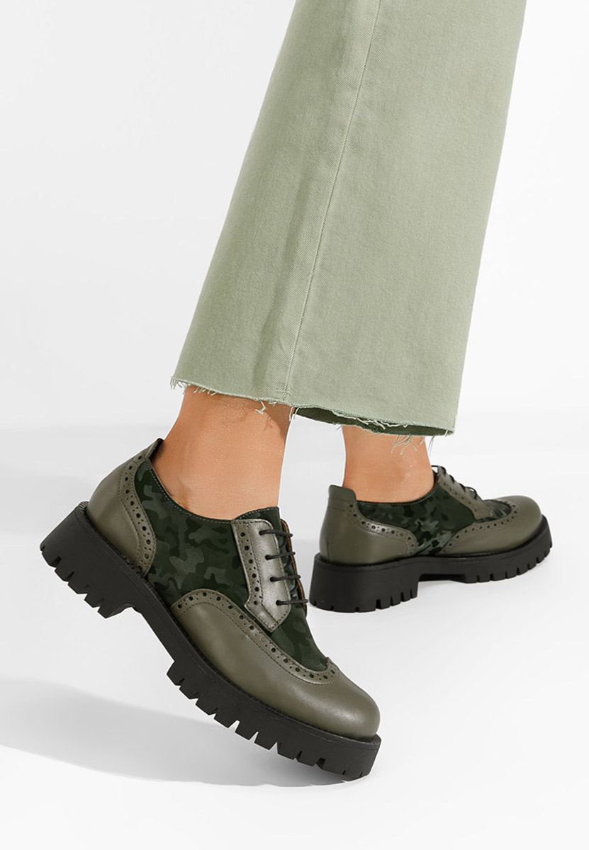 Khaki poltopánky brogue dámske Varya