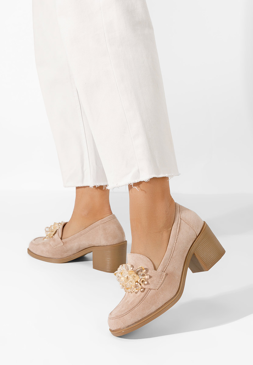 Camelové mokasíny na opätku Ermela