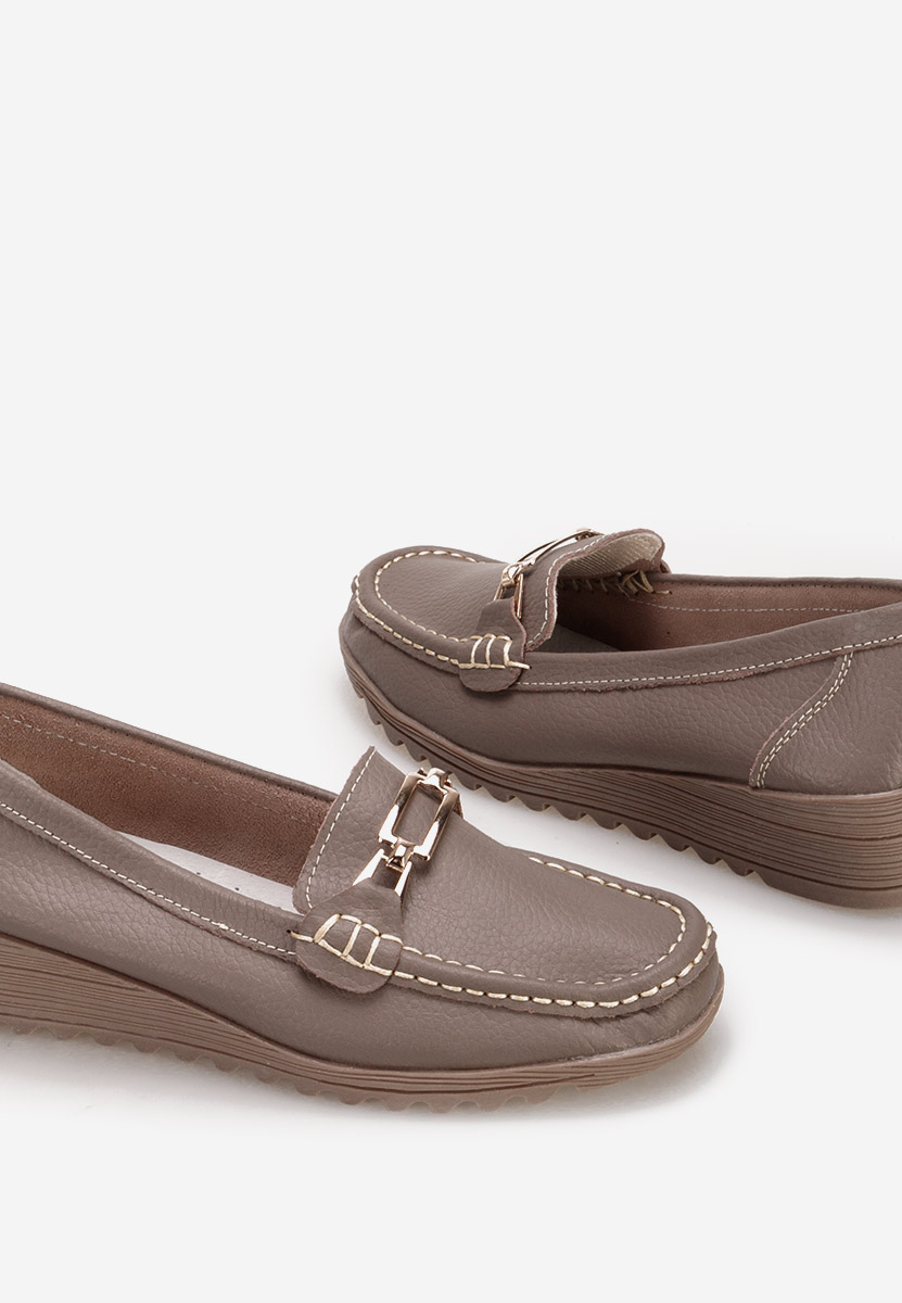 Khaki dámske mokasíny na platforme Fahima