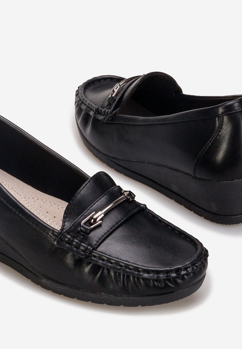 Čierne dámske mokasíny na platforme Norasea