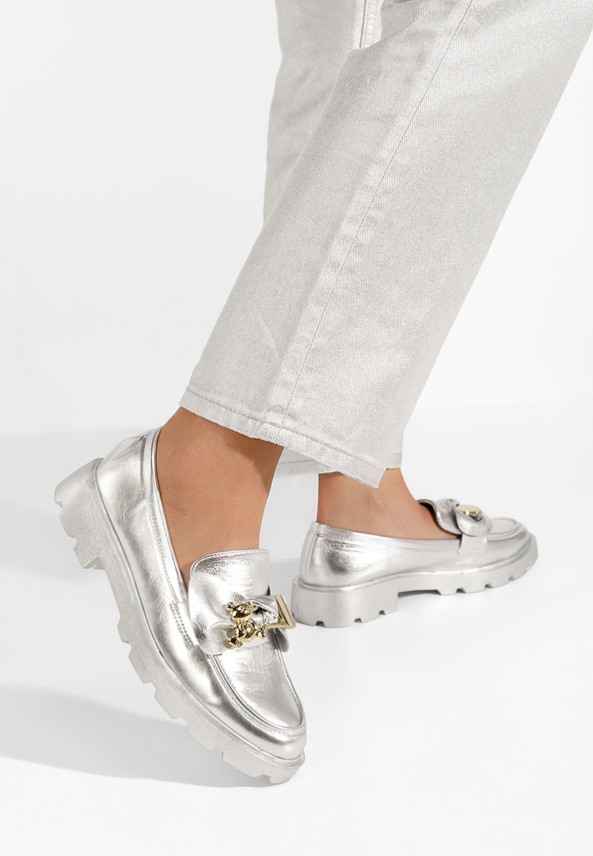 Strieborné mokasíny dámske Tervi V2