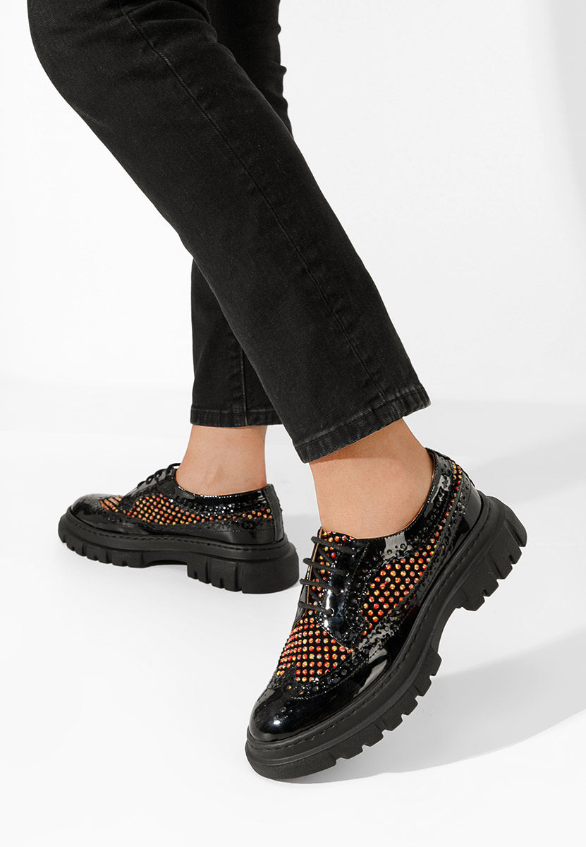 Čierne poltopánky brogue dámske Henise V7