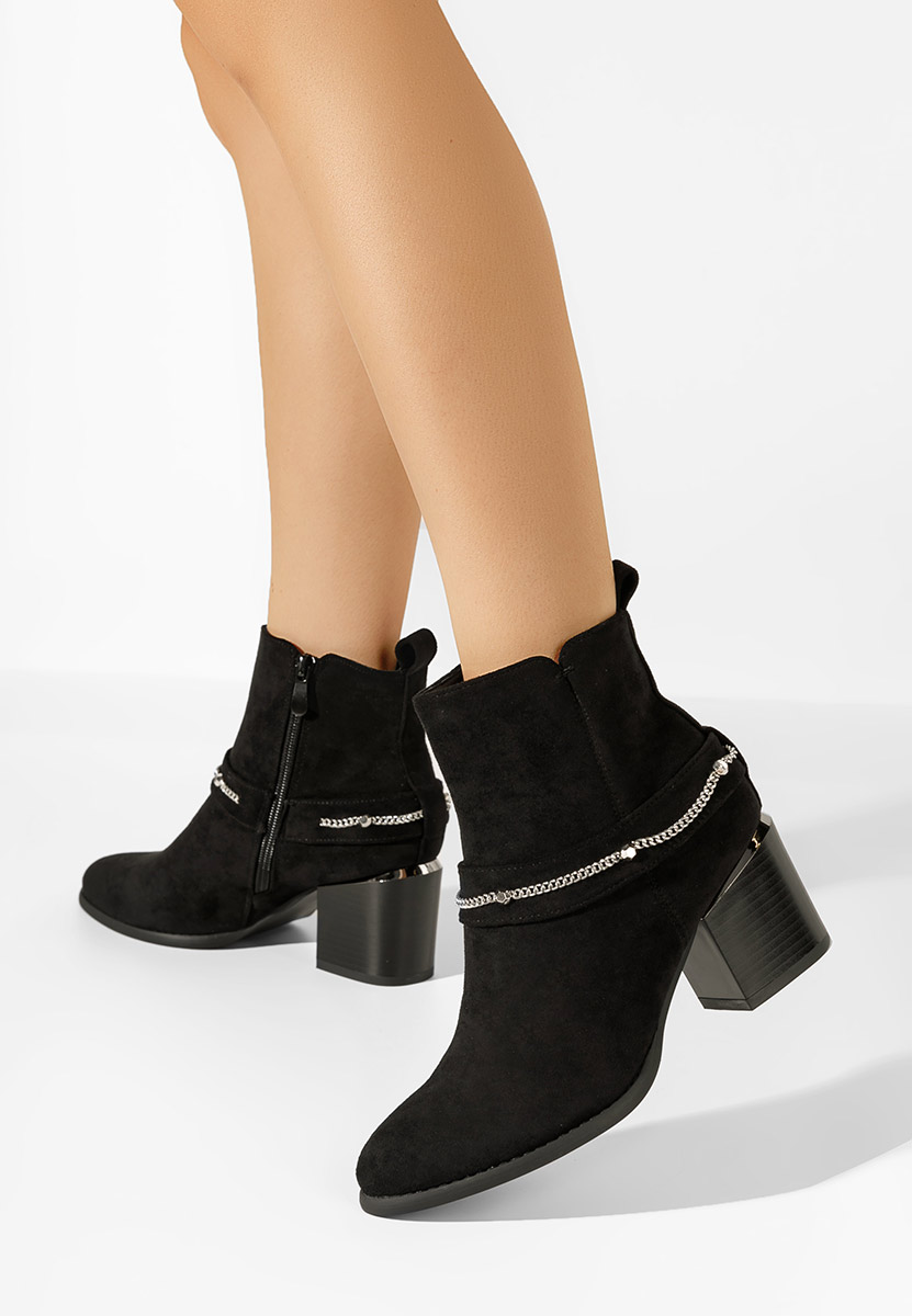 Čierne členkové čižmy na hrubom podpätku Katilea