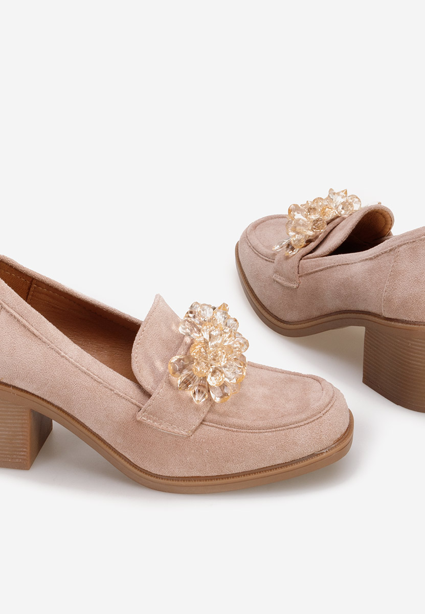 Camelové mokasíny na opätku Ermela