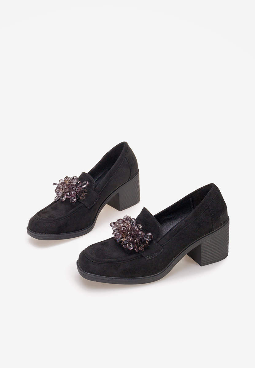 Čierne mokasíny na opätku Ermela