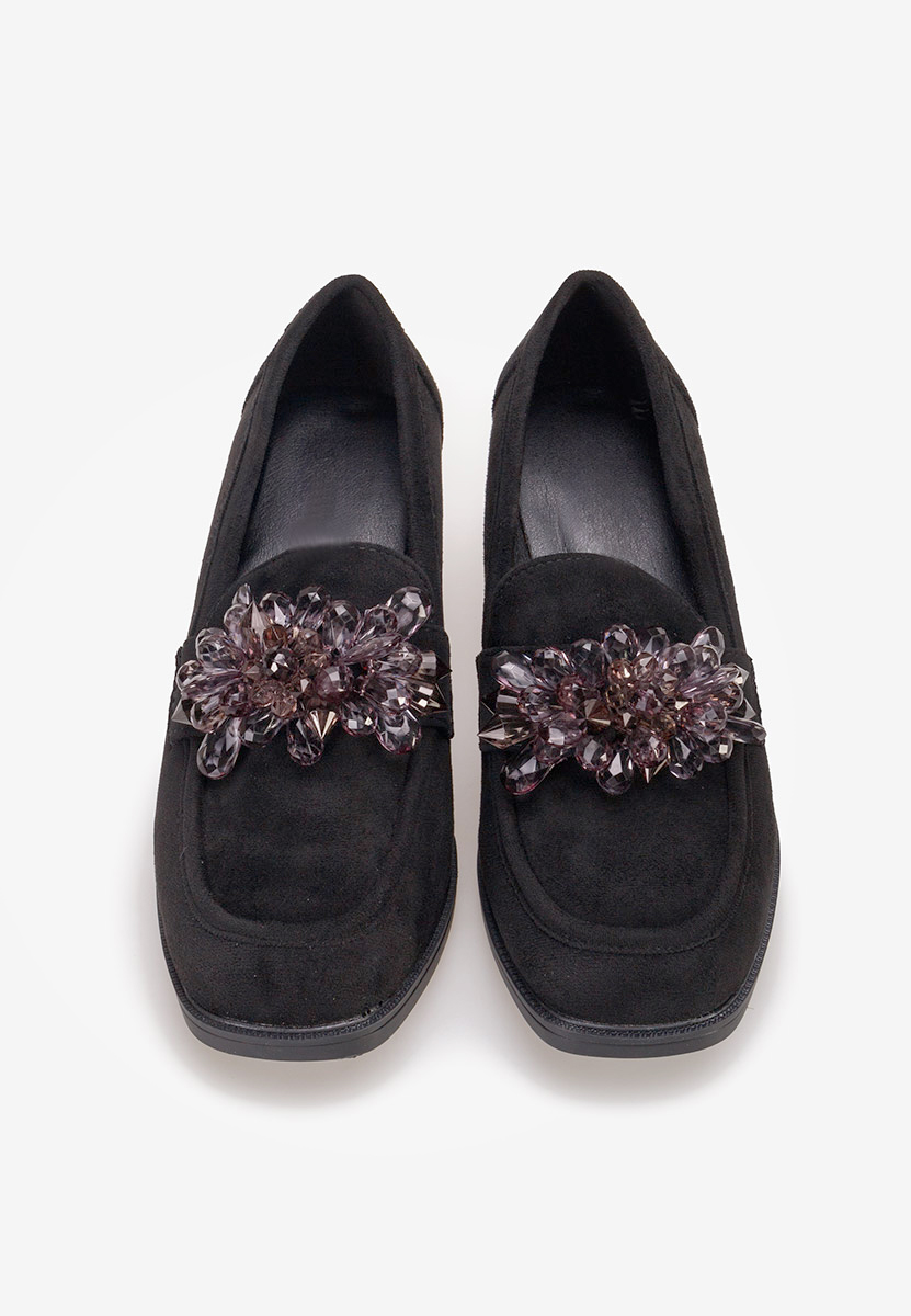 Čierne mokasíny na opätku Ermela