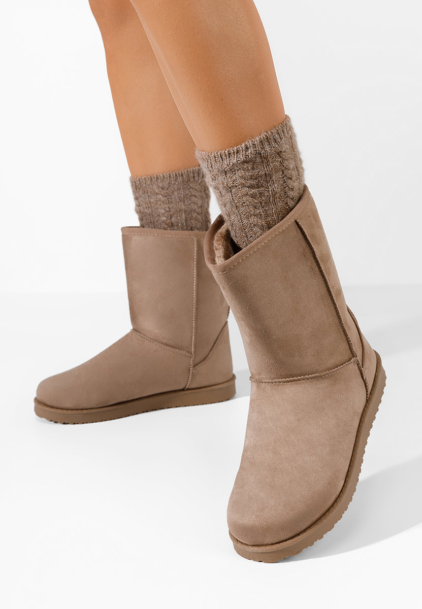 Camelové členkové dámske snehule Ozira  kaki