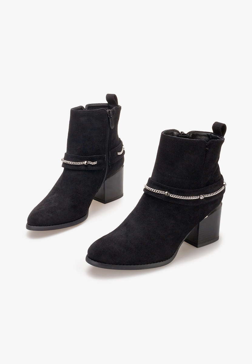 Čierne členkové čižmy na hrubom podpätku Katilea