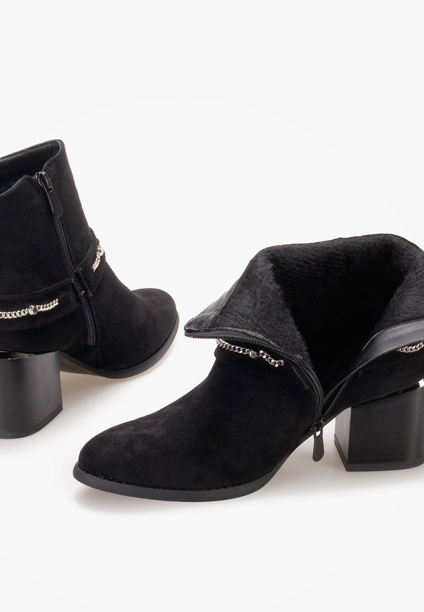 Čierne členkové čižmy na hrubom podpätku Katilea