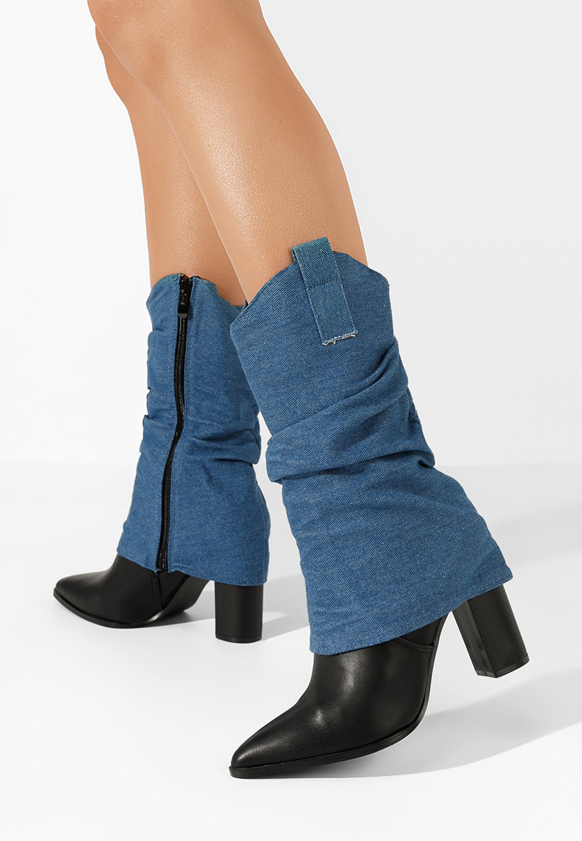 E-shop Denim čižmy na hrubom podpätku Verta