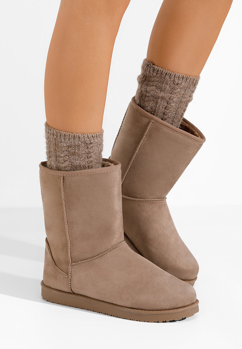 Camelové členkové dámske snehule Ozira  kaki