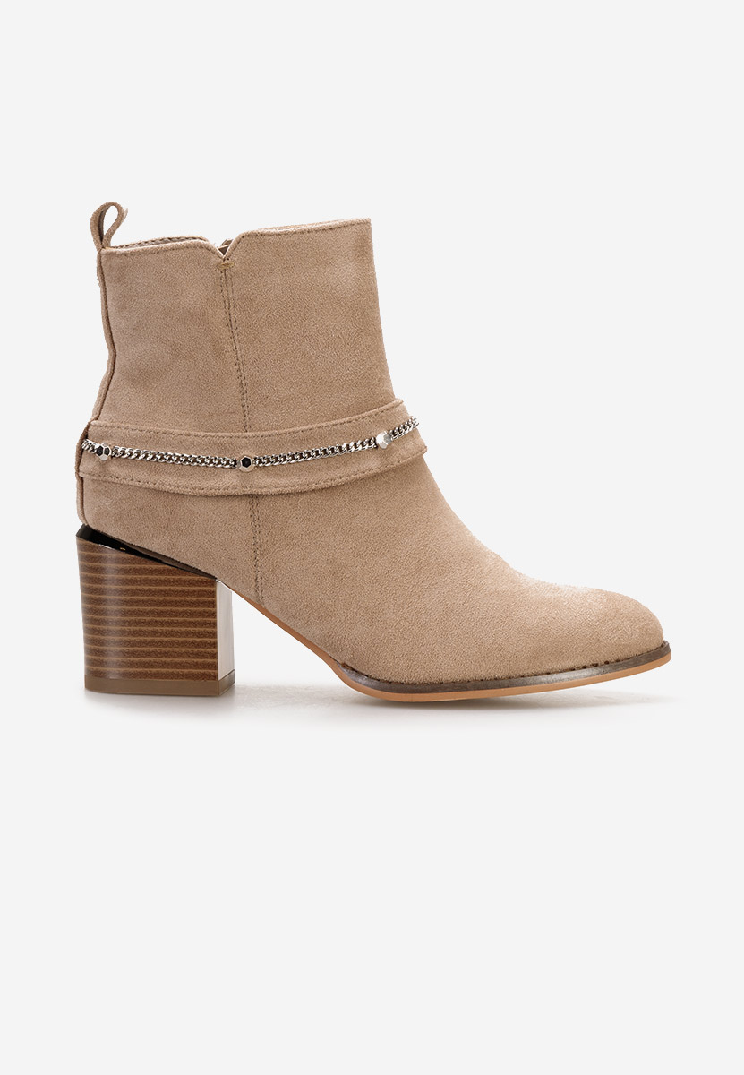 Khaki členkové čižmy na hrubom podpätku Katilea