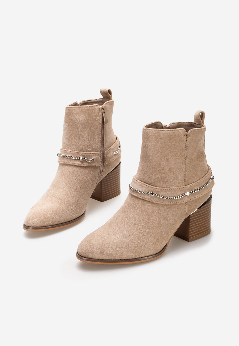 Khaki členkové čižmy na hrubom podpätku Katilea