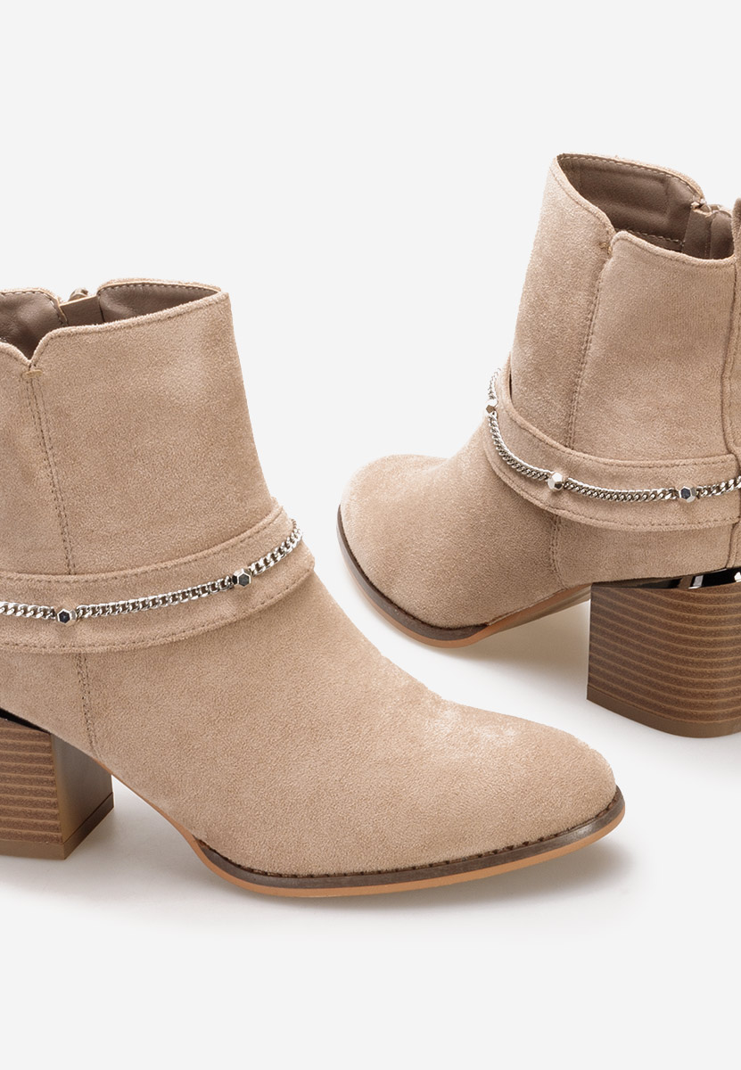 Khaki členkové čižmy na hrubom podpätku Katilea