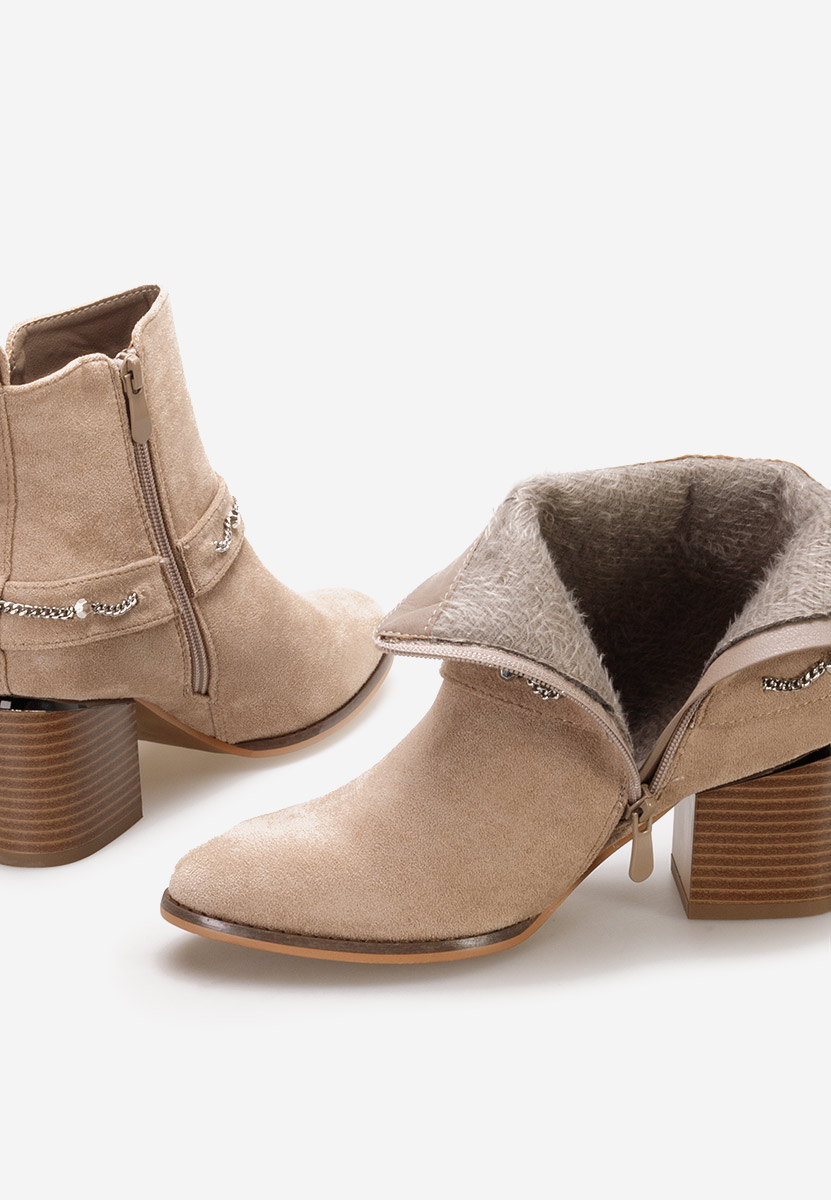 Khaki členkové čižmy na hrubom podpätku Katilea