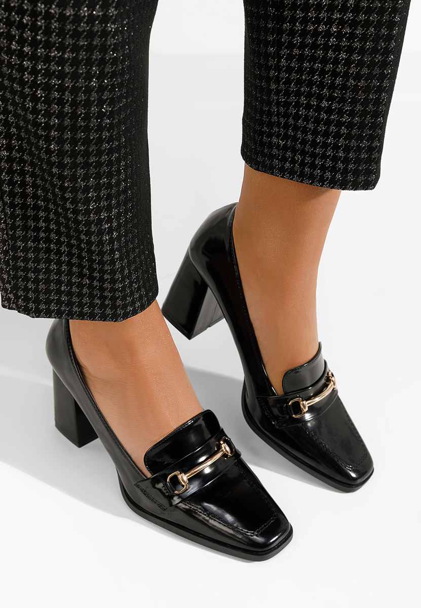 Čierne mokasíny na opätku Noriana