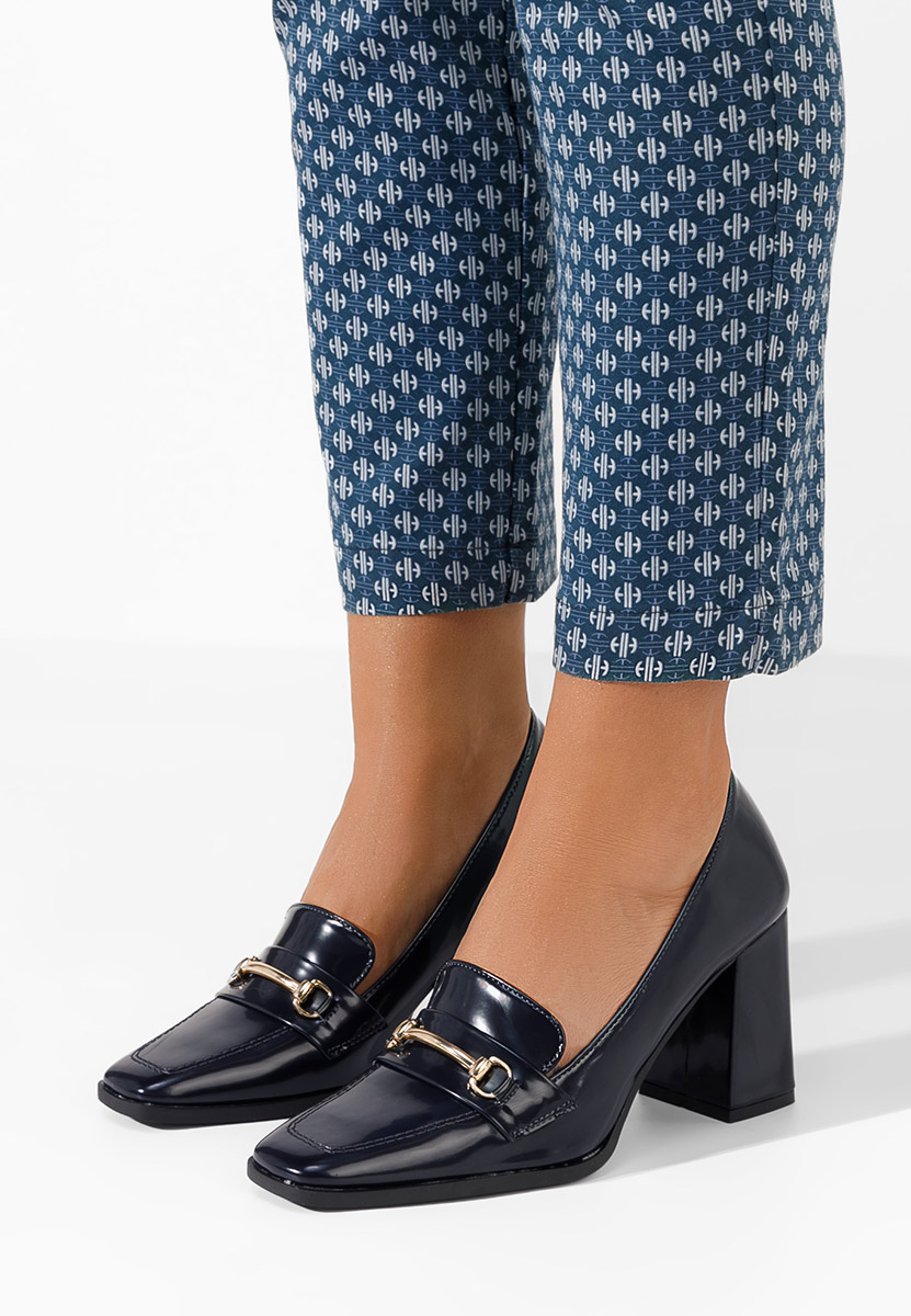 Tmavomdoré mokasíny na opätku Noriana