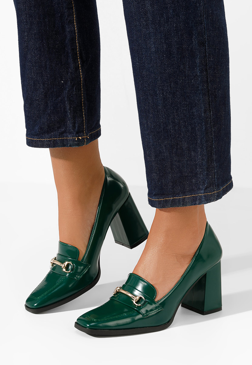 Zelené mokasíny na opätku Noriana