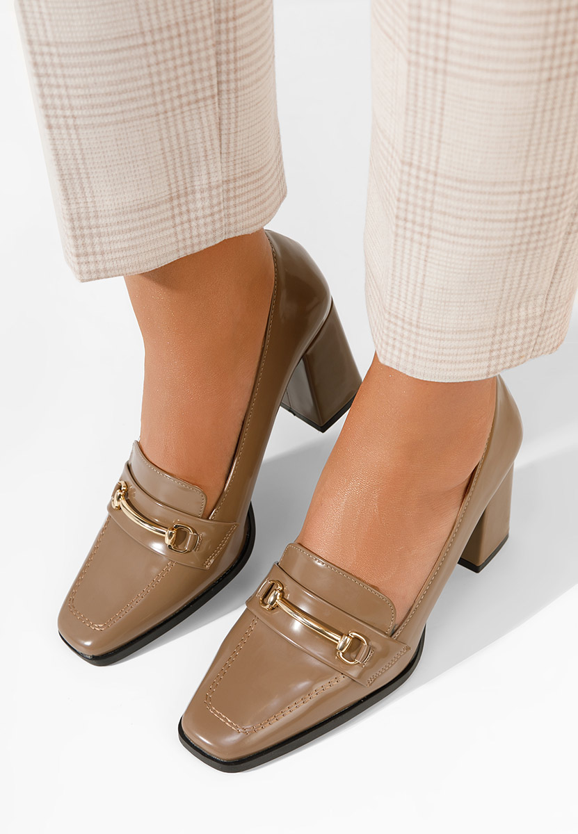 Khaki mokasíny na opätku Noriana