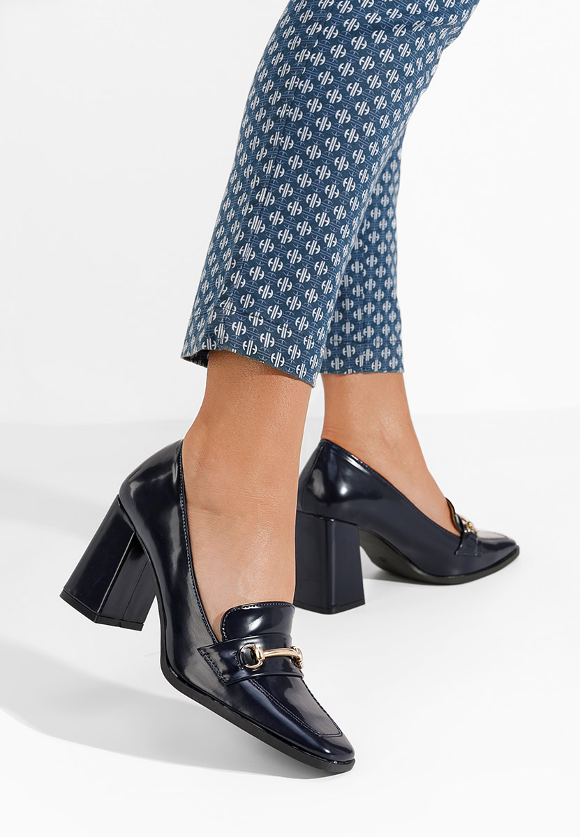 Tmavomdoré mokasíny na opätku Noriana