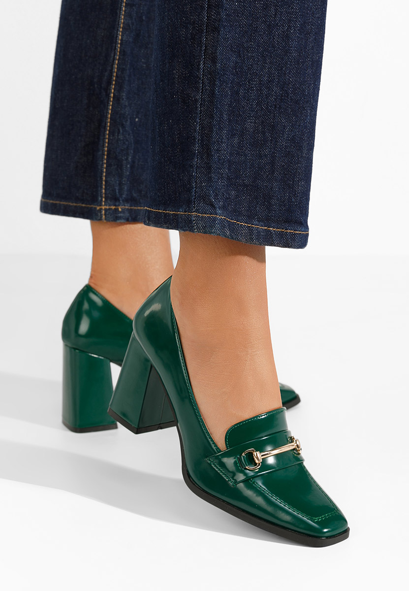 Zelené mokasíny na opätku Noriana