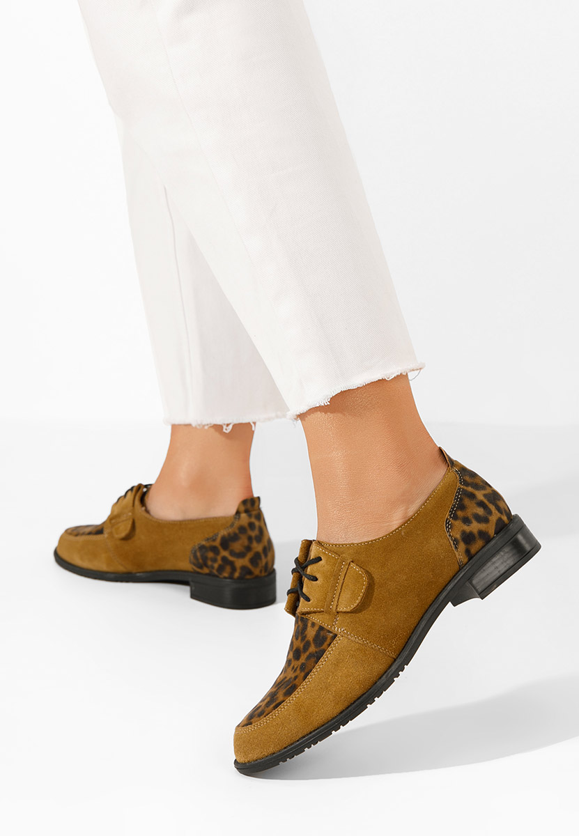 Leopardie kožené derby dámske Vogue