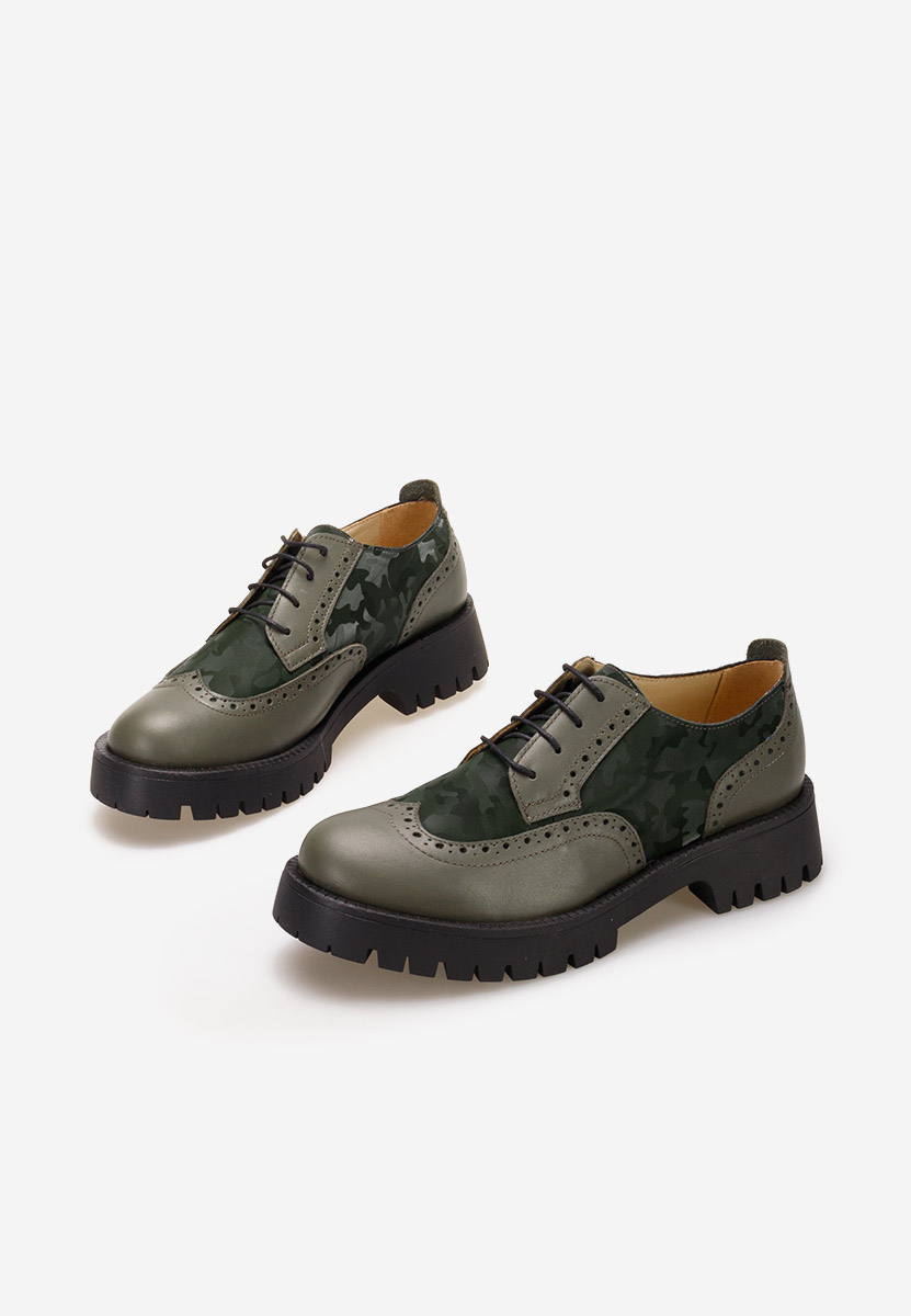 Khaki poltopánky brogue dámske Varya
