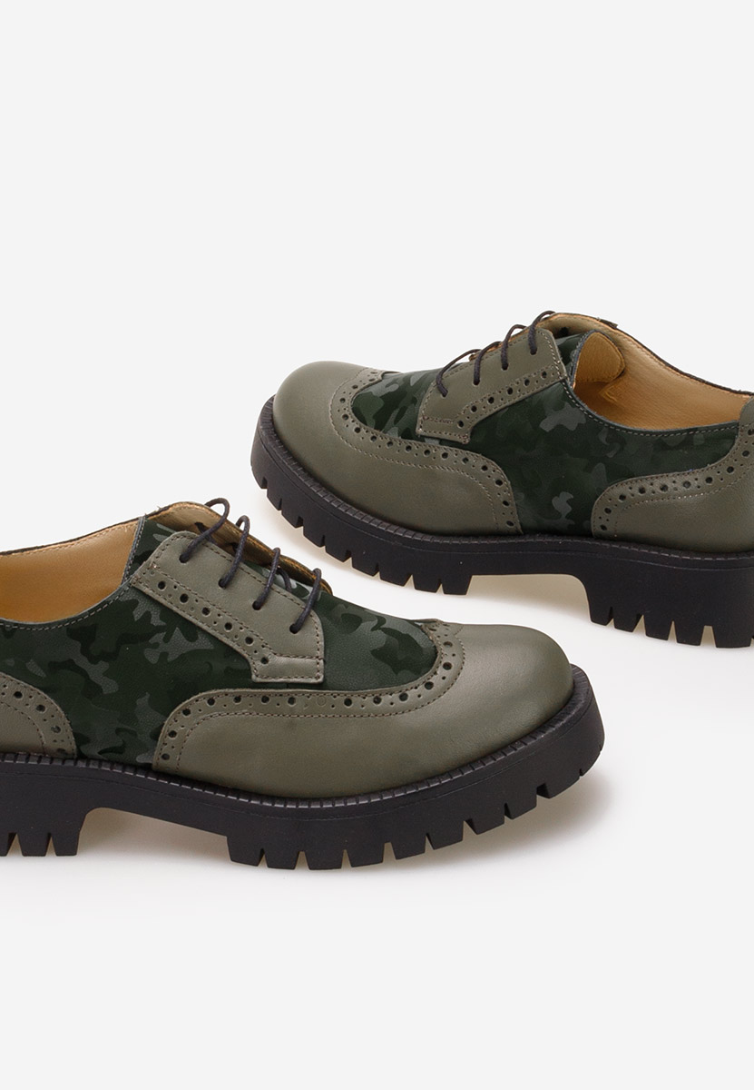 Khaki poltopánky brogue dámske Varya