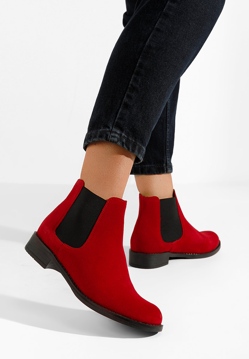 Červené kožené členkové čižmy Campina V2