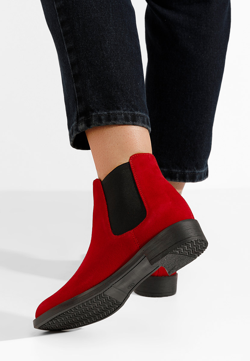 Červené kožené členkové čižmy Campina V2