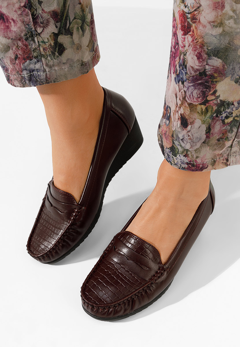 E-shop Bordové dámske mokasíny na platforme Eligia
