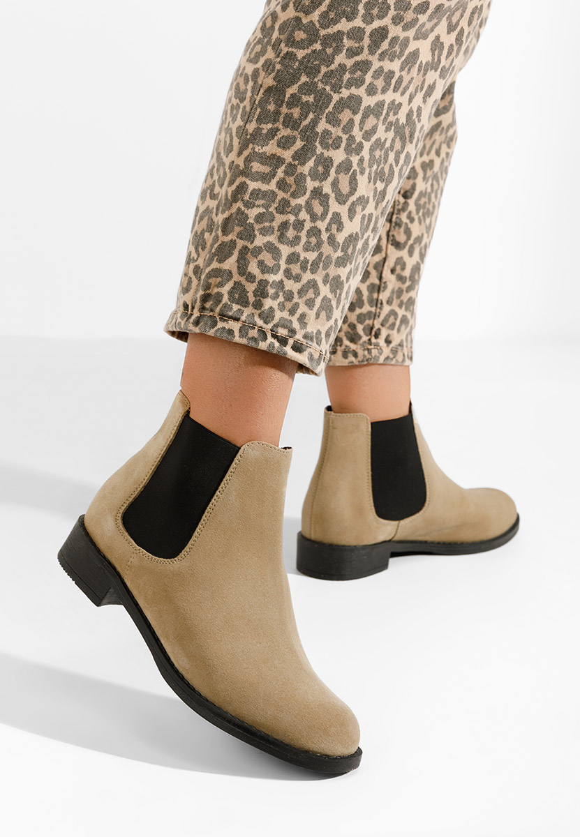 Béžové kožené členkové čižmy Campina V2