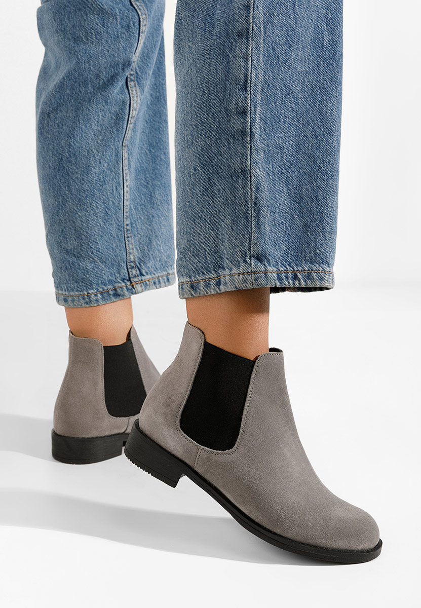 Sivé kožené členkové čižmy Campina V2