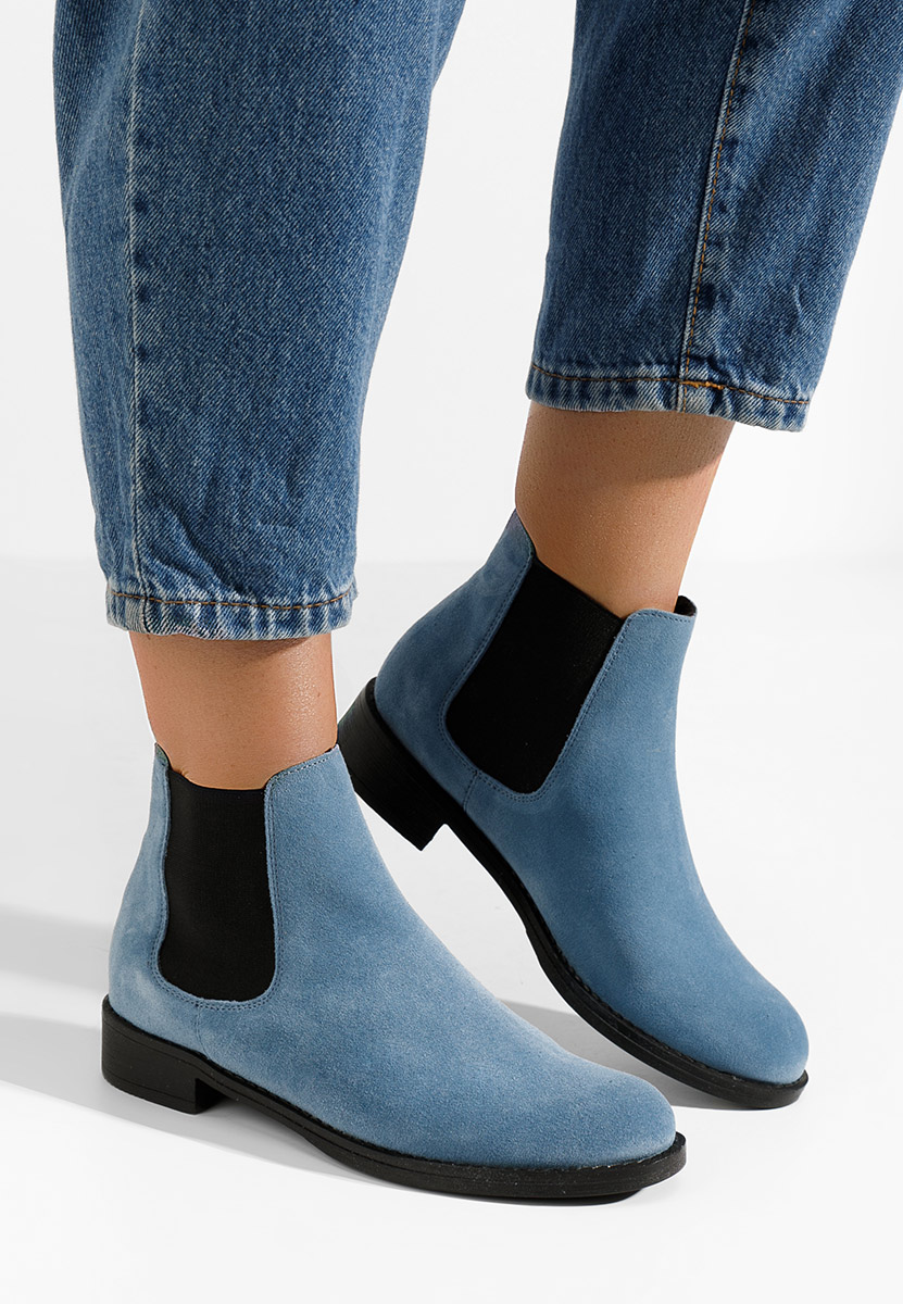 Modré kožené členkové čižmy Campina V2