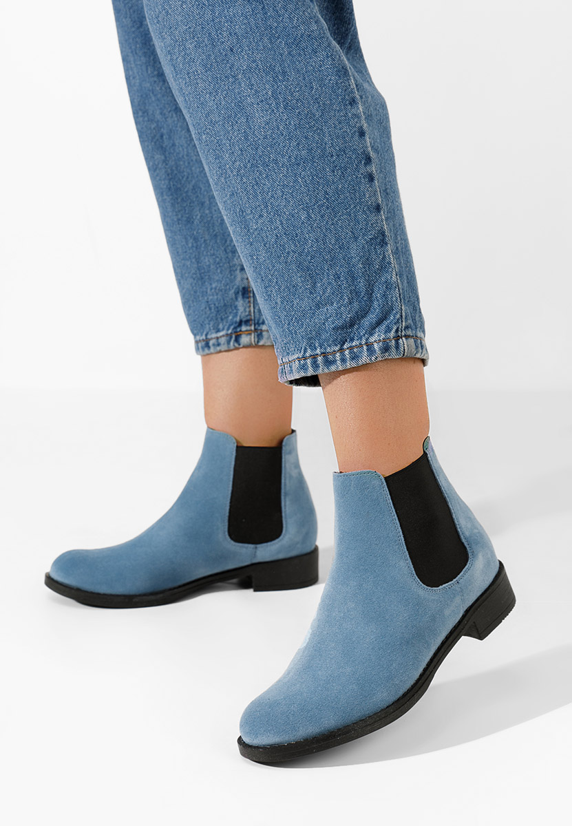 Modré kožené členkové čižmy Campina V2