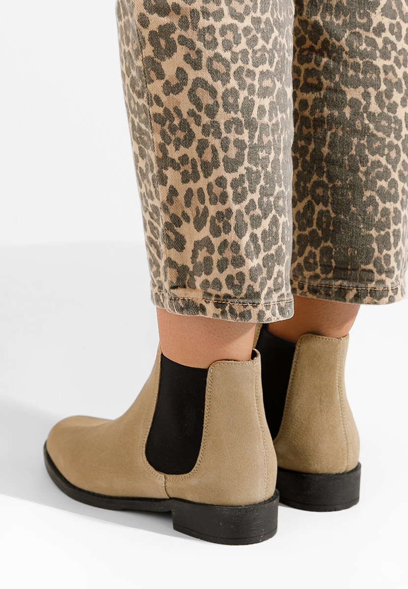 Béžové kožené členkové čižmy Campina V2