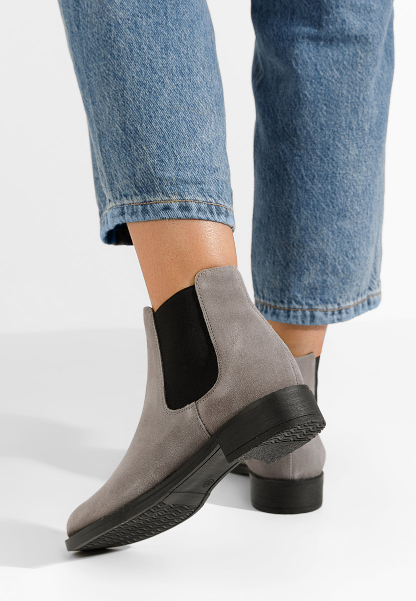 Sivé kožené členkové čižmy Campina V2