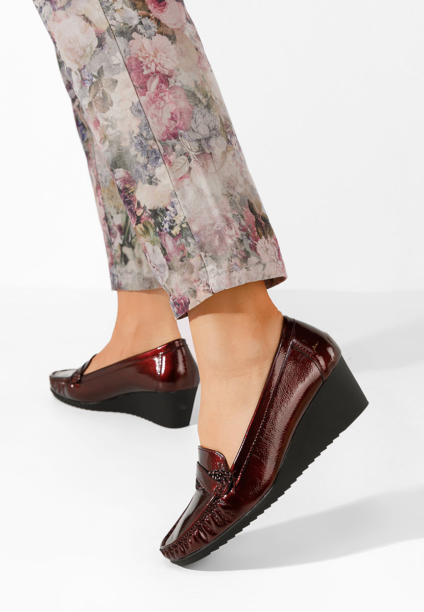 Bordové dámske mokasíny na platforme Saina