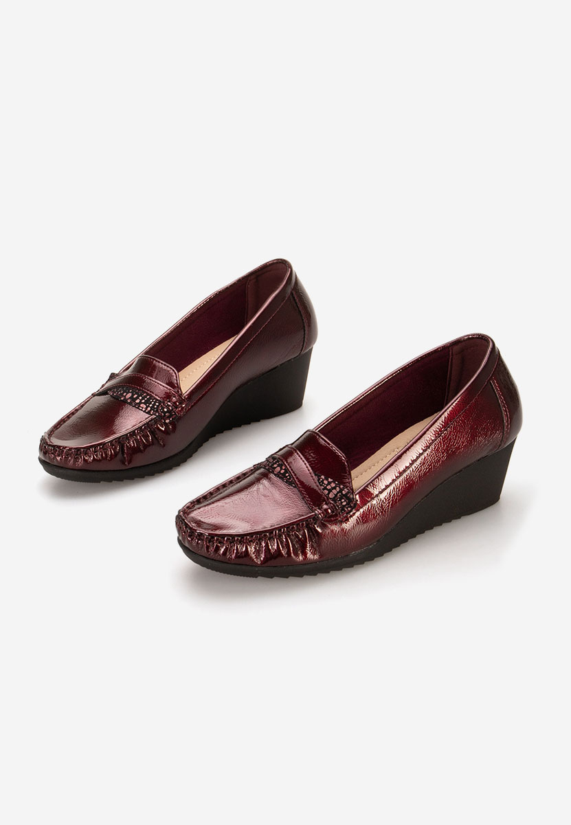 Bordové dámske mokasíny na platforme Saina