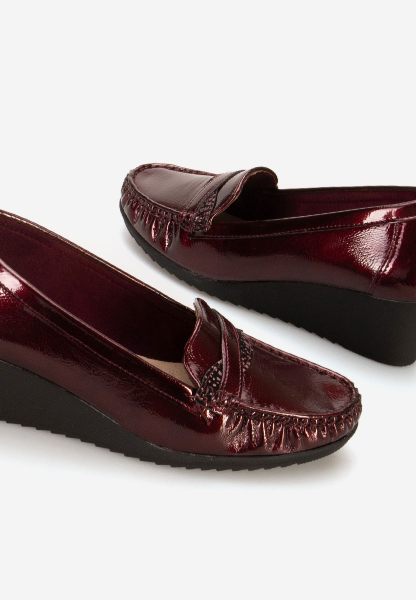 Bordové dámske mokasíny na platforme Saina