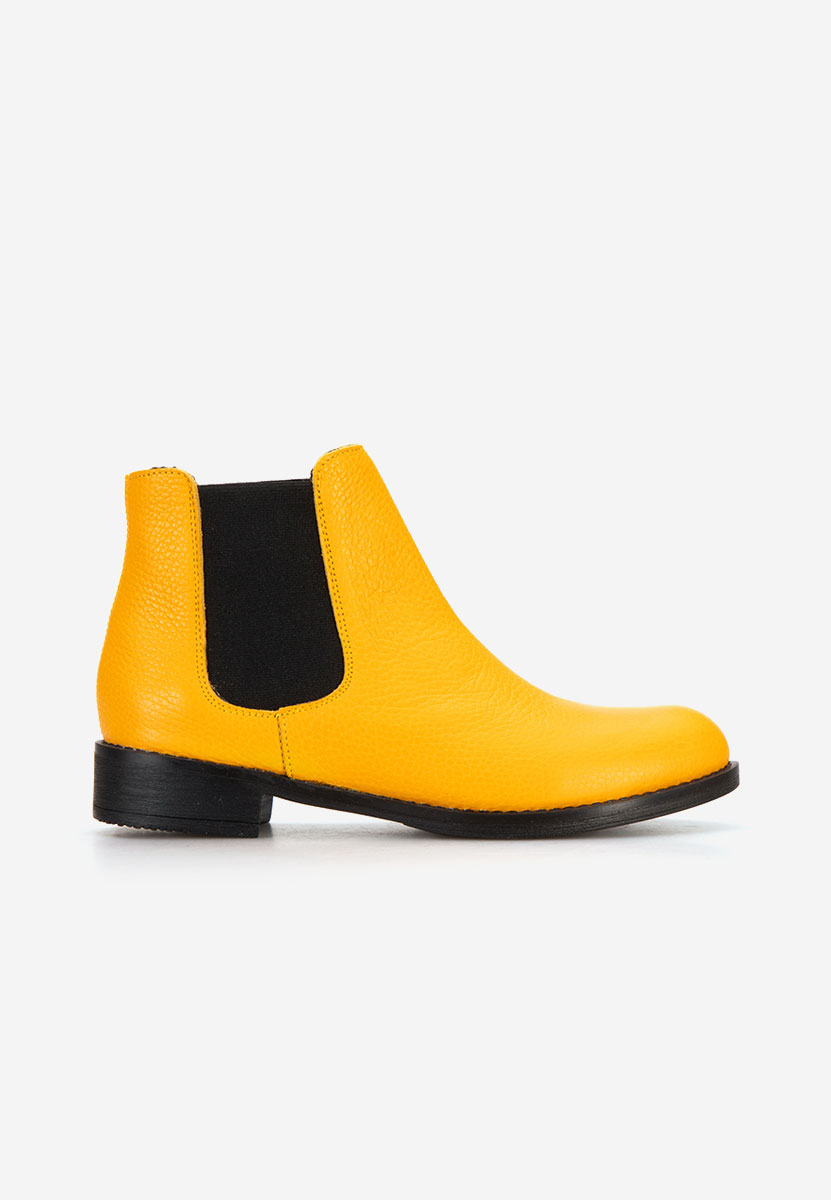 Žlté kožené členkové čižmy Campina