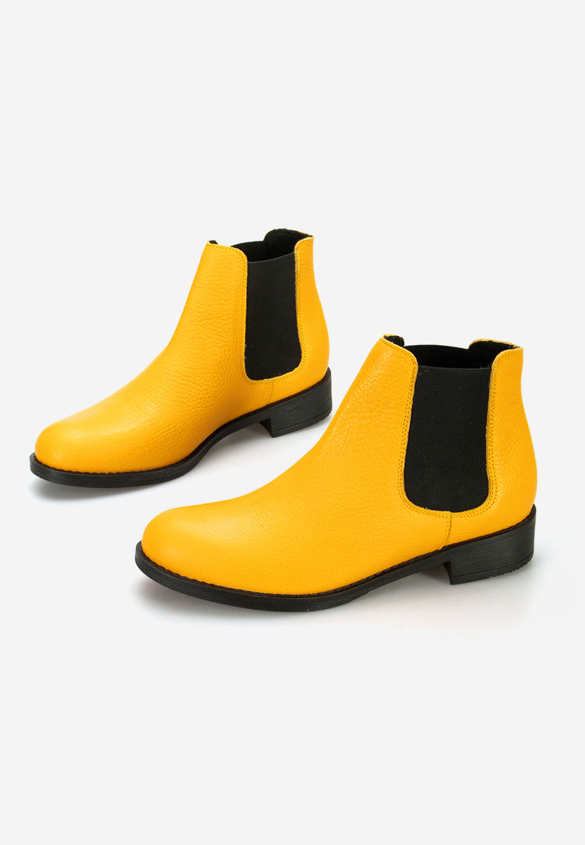 Žlté kožené členkové čižmy Campina