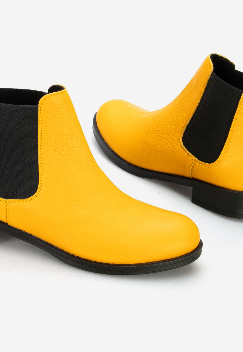 Žlté kožené členkové čižmy Campina