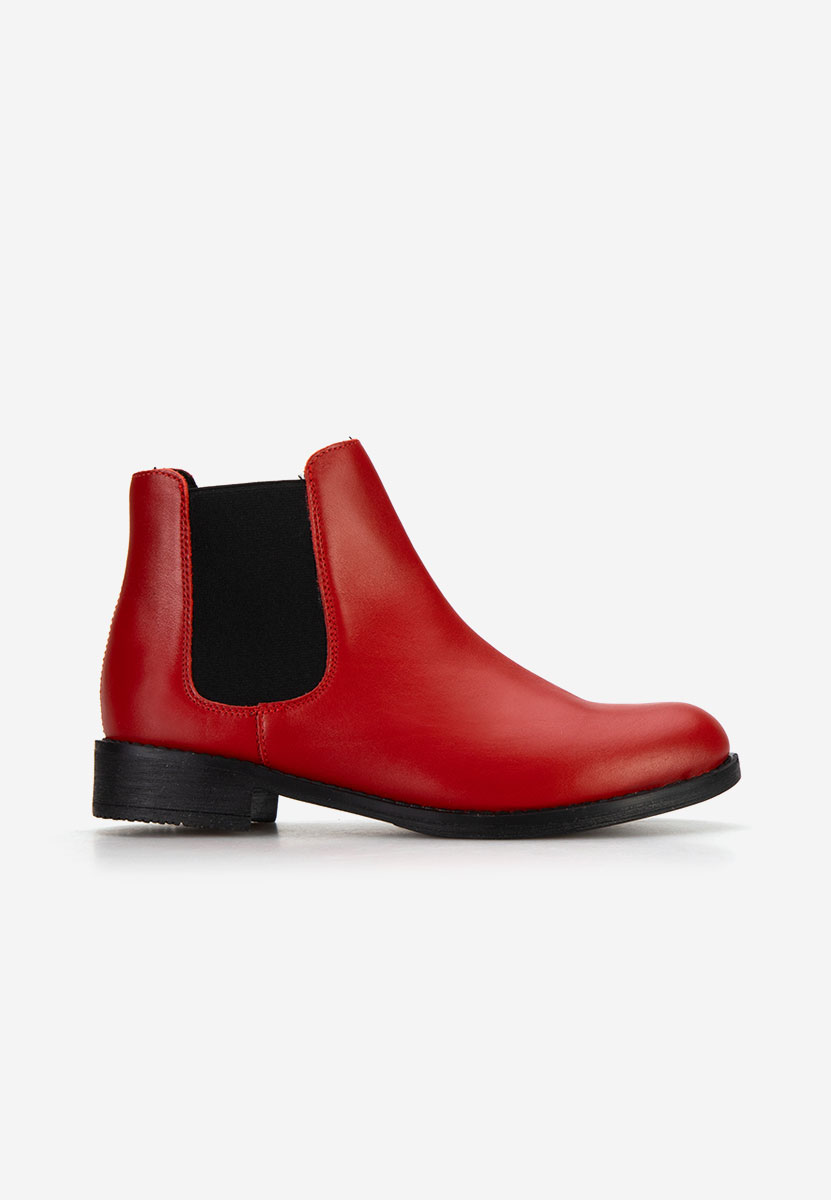 Červené kožené členkové čižmy Campina