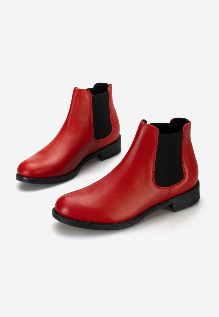 Červené kožené členkové čižmy Campina