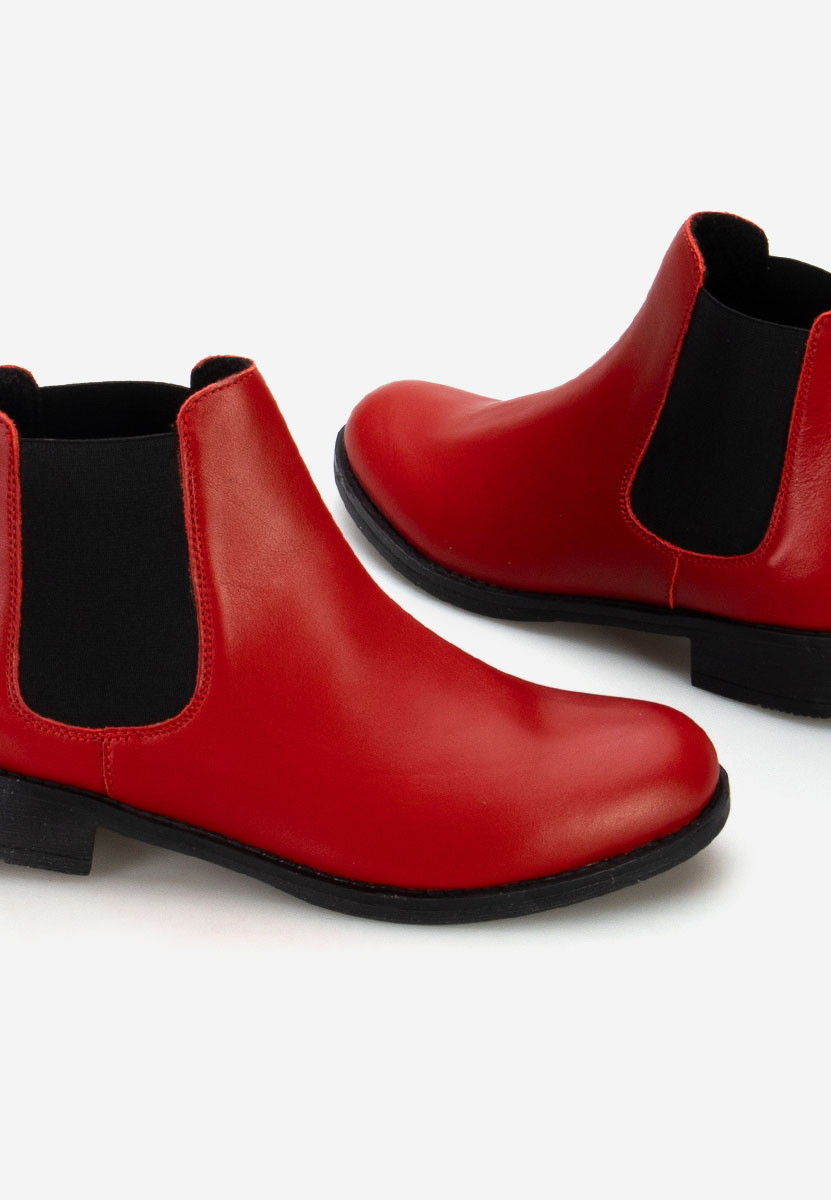 Červené kožené členkové čižmy Campina