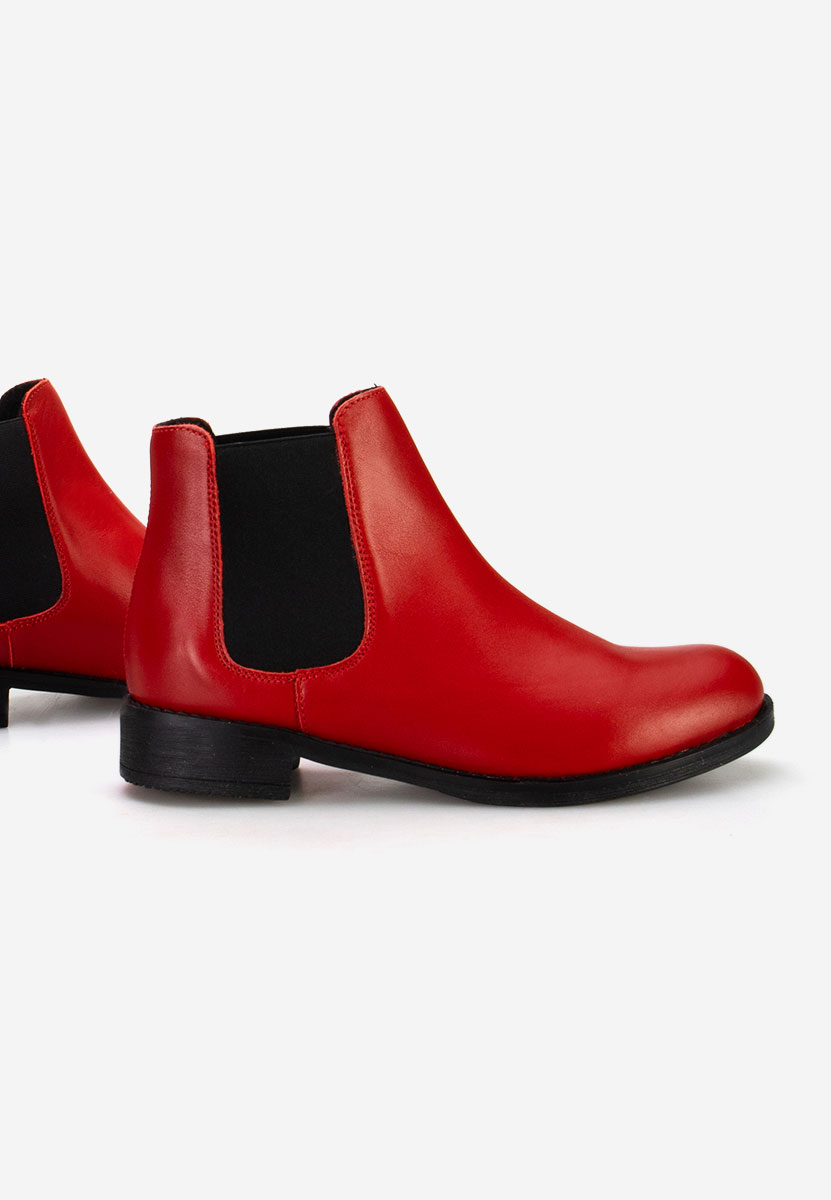 Červené kožené členkové čižmy Campina