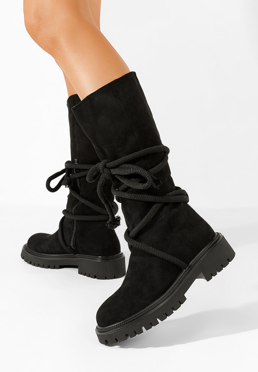 Čierne dámske čižmy bez podpätku Iekna