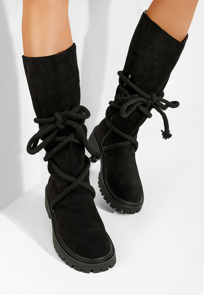 Čierne dámske čižmy bez podpätku Iekna