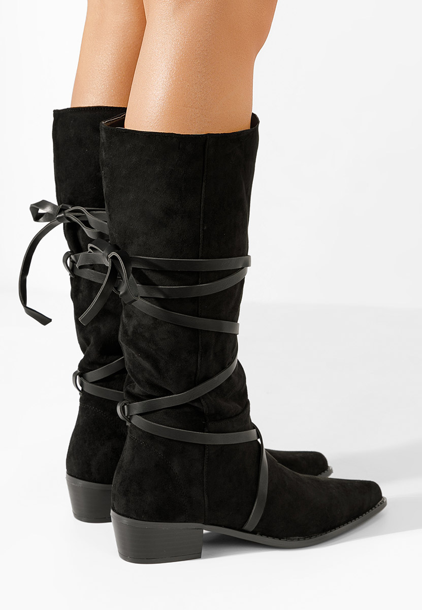 Čierne dámske čižmy bez podpätku Raizza